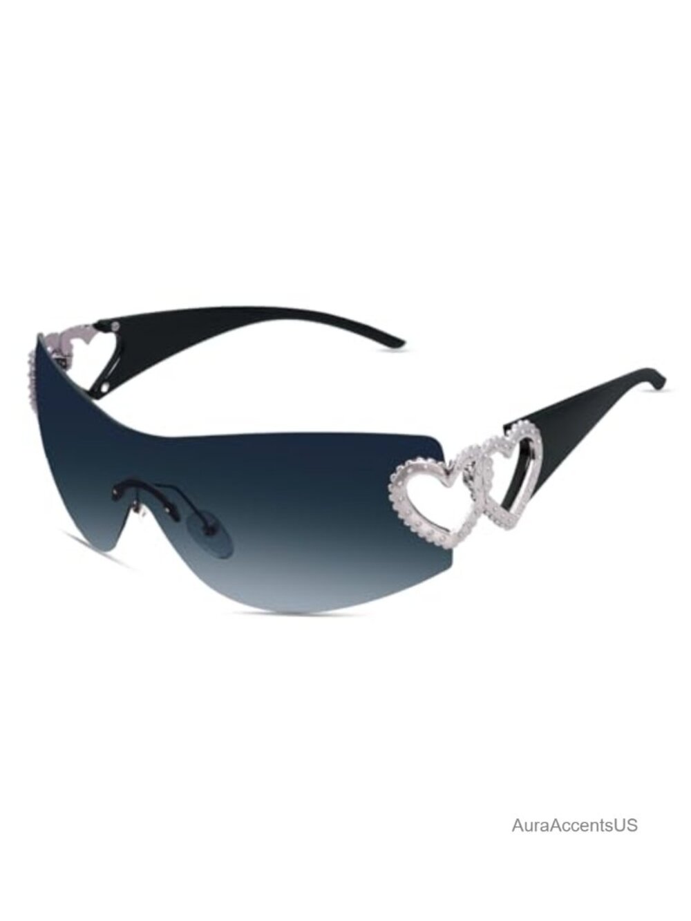 Y2K Wrap Around Rimless Sunglasses Shield Frameless UV Protection